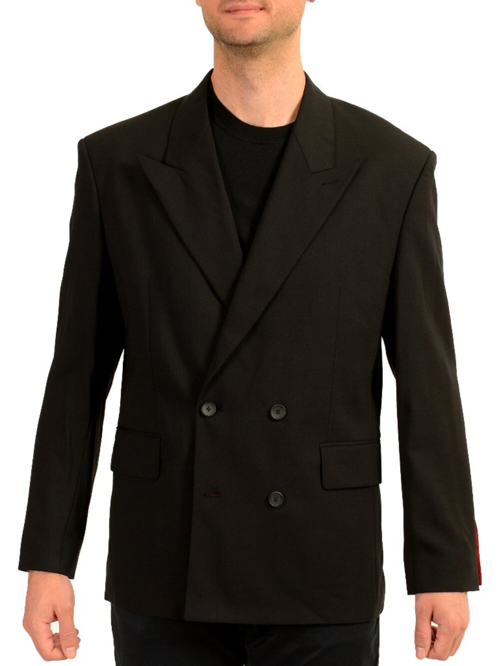Hugo Boss Men's "Ulik262X" Black Double Breasted Wool Blazer US 38R IT 48R